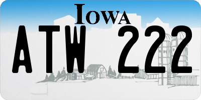 IA license plate ATW222