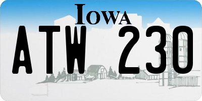IA license plate ATW230