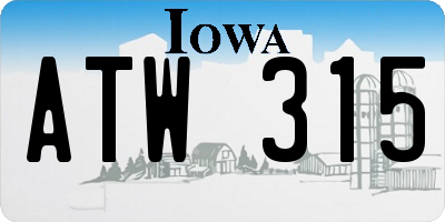 IA license plate ATW315
