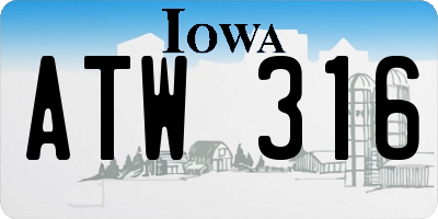 IA license plate ATW316