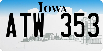 IA license plate ATW353