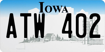 IA license plate ATW402