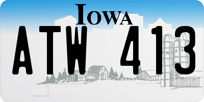 IA license plate ATW413