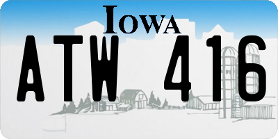 IA license plate ATW416