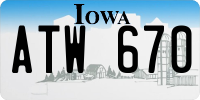 IA license plate ATW670