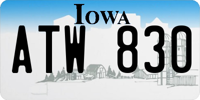 IA license plate ATW830