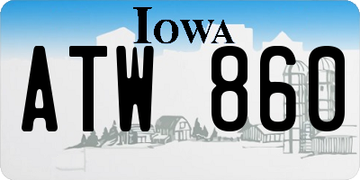 IA license plate ATW860
