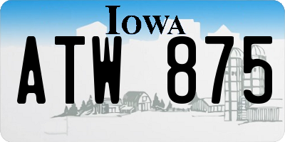 IA license plate ATW875