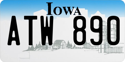 IA license plate ATW890