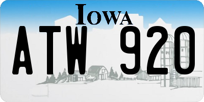 IA license plate ATW920
