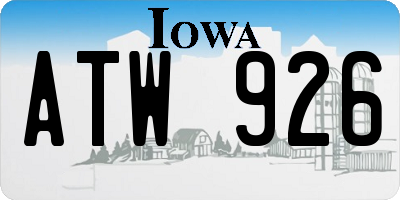 IA license plate ATW926