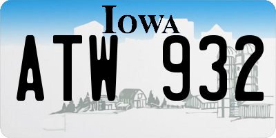 IA license plate ATW932