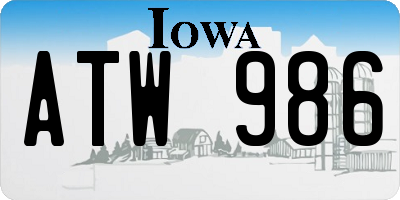 IA license plate ATW986