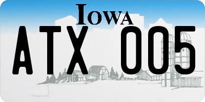 IA license plate ATX005