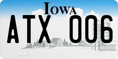 IA license plate ATX006