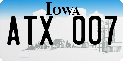 IA license plate ATX007