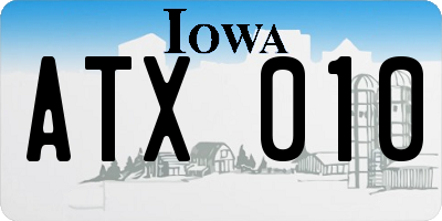 IA license plate ATX010