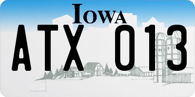 IA license plate ATX013