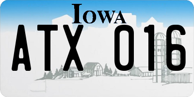 IA license plate ATX016