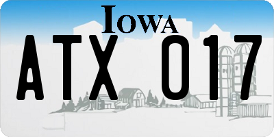 IA license plate ATX017