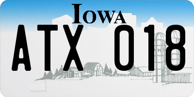 IA license plate ATX018