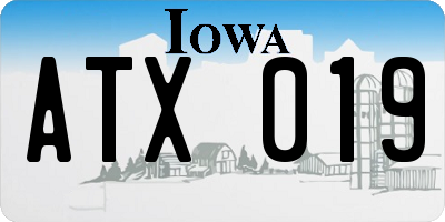 IA license plate ATX019