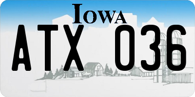 IA license plate ATX036