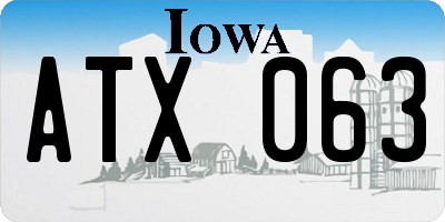 IA license plate ATX063