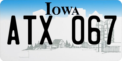 IA license plate ATX067
