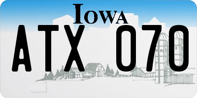IA license plate ATX070