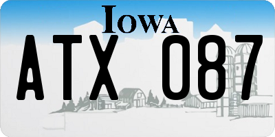 IA license plate ATX087