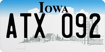 IA license plate ATX092