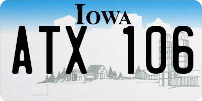 IA license plate ATX106