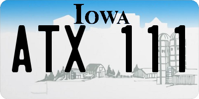 IA license plate ATX111
