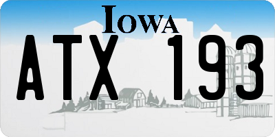 IA license plate ATX193