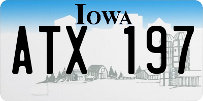 IA license plate ATX197