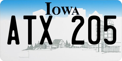 IA license plate ATX205
