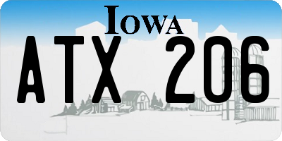 IA license plate ATX206