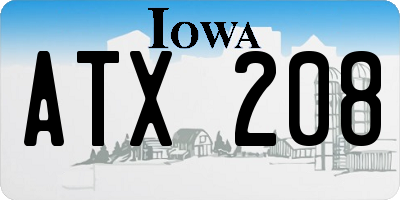 IA license plate ATX208