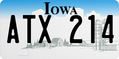 IA license plate ATX214