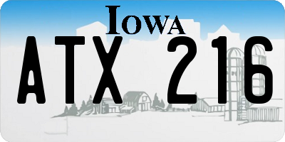 IA license plate ATX216