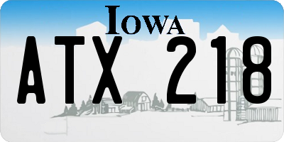 IA license plate ATX218