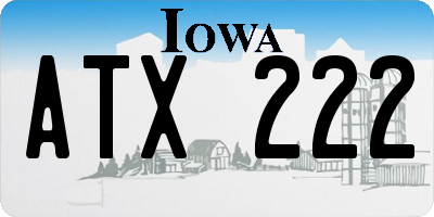IA license plate ATX222