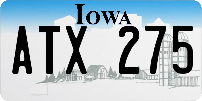 IA license plate ATX275