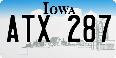 IA license plate ATX287