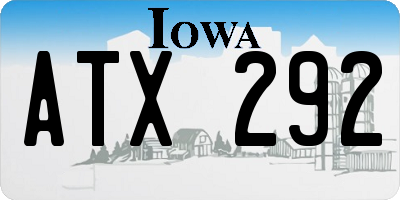 IA license plate ATX292