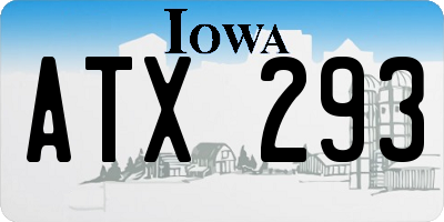IA license plate ATX293