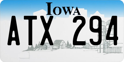 IA license plate ATX294