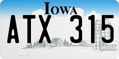 IA license plate ATX315