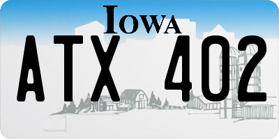 IA license plate ATX402